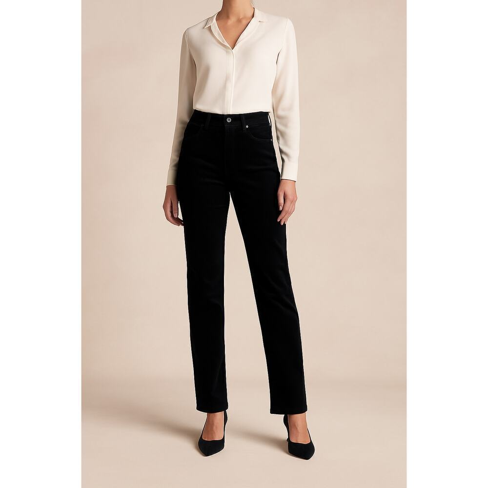 New Talbots Velveteen Straight Leg Pants Black Women’s Size 12 High Waist